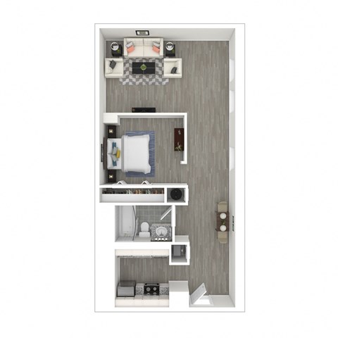 Floor plan for studio, 1 bath, 625 sqft